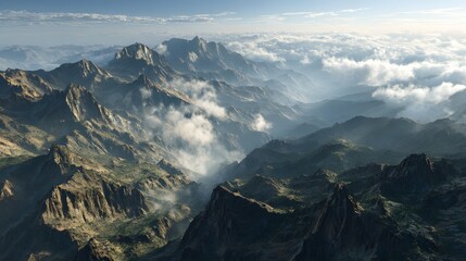 Stylized 3D Render of Mountain Terrain at High Elevation