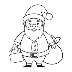 Santa Claus outline art vector illustration