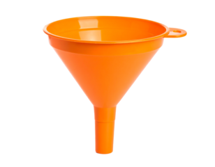 Orange water funnel isolated on white background. High quality photo