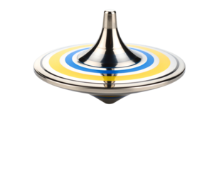 Spinning top in action on a mirror surface