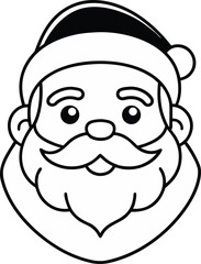 Santa Claus Face outline art vector on white background