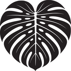 Monstera leaf black and white illustration graphic design tropical plant botanical art print decor poster