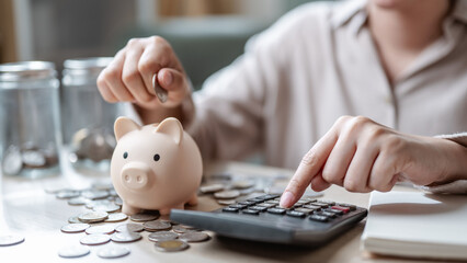 Using calculator calculating budget. Finance calculating tax. Money cost planning. accounting...