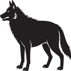 Black wolf vector illustration silhouette design for wildlife animal nature graphic design and art print project