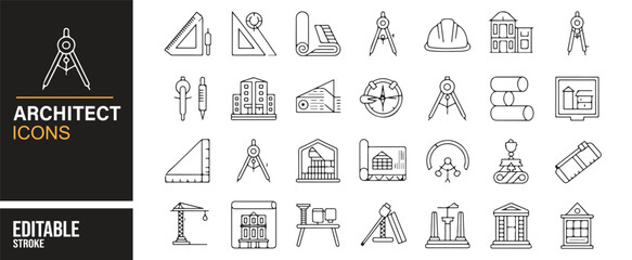 Architectural Equipment and Tools Icon Set for Engineers