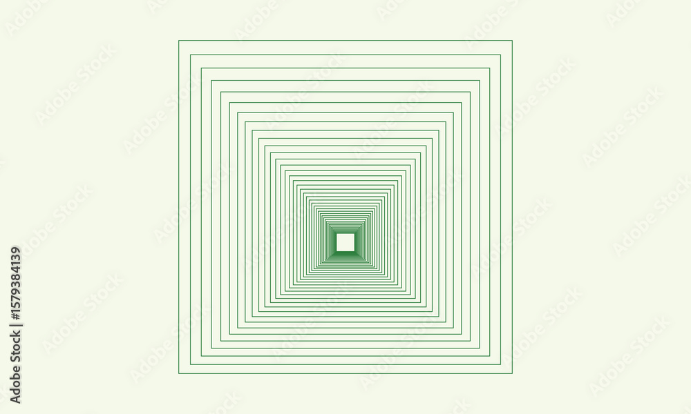 Poster concentric green square frames creating depth illusion abstract background