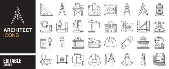 High-Quality Architect Icons for Construction and Engineering