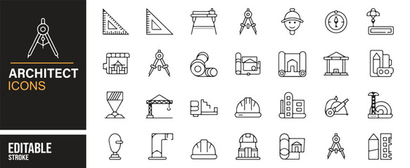 Professional Architect Icons for Blueprint Design