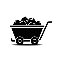 Mining Cart Silhouette: A stark, graphic silhouette of a mine cart, overflowing with raw ore, conveys the essence of industry, resourcefulness, and the extraction of natural wealth.