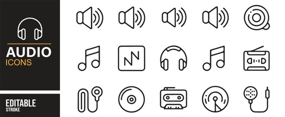 Collection of Music and Audio Icons for Digital Platforms