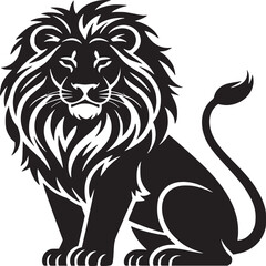 Black lion vector illustration, lion logo design, animal silhouette, king of the jungle artwork