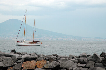 sailing ship sailing along the Italian coast