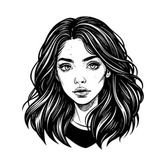 pretty girl vector art illustration