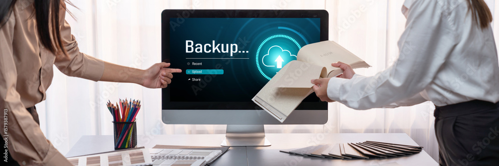 Aufkleber backup storage data internet technology business concept. database storage cloud technology file dat