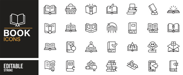 Collection of Editable Icons for Book Lovers and Educators