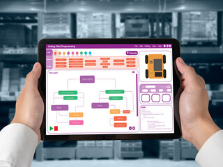 Coding and programming software developed for brisk school education. Simplified program, easy software for student children to study basic coding and programming at school classroom.