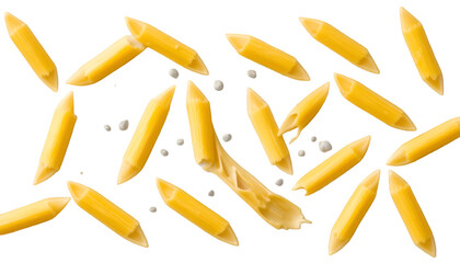 Fototapeta premium penne pasta and small white balls create a visually appealing food arrangement isolated on transparent background