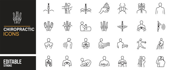 High-Quality Chiropractic Therapy Icons for Digital Health Projects