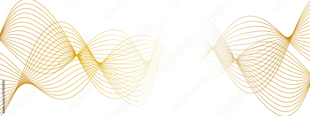 Poster modern abstract wave design with thin, evenly spaced yellow curved flowing lines. smoothly, forming 