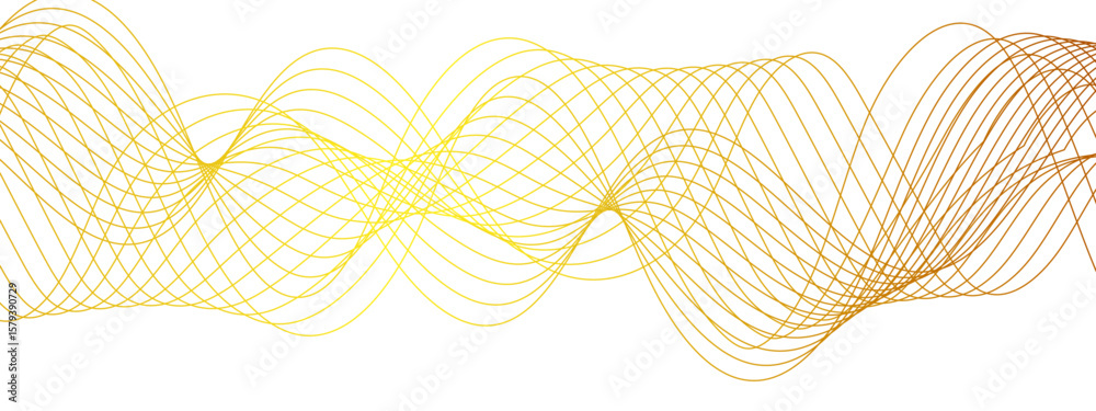 Poster modern abstract wave design with thin, evenly spaced yellow curved flowing lines. smoothly, forming 
