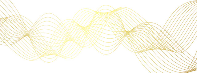 Modern abstract wave design with thin, evenly spaced yellow curved flowing lines. Smoothly, forming a fluid ribbon structure with soft transitions and dynamic movement with clean, energetic,futuristic