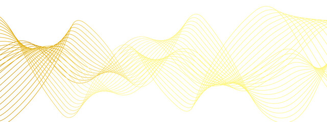 Modern abstract wave design with thin, evenly spaced yellow curved flowing lines. Smoothly, forming a fluid ribbon structure with soft transitions and dynamic movement with clean, energetic,futuristic