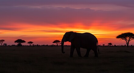 Fototapeta premium elephants at sunset