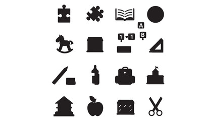 kindergarten line icon set vector