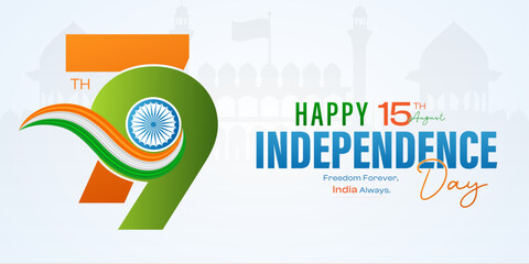 India Independence Day Banner: Freedom Forever, India Always. Sale, Post, Poster, Banner, Web Banner, 

