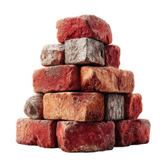 Brick Stack Composition: A close-up shot reveals a carefully arranged pyramid, creating a textured, stable composition showcasing the raw, geometric allure of each individual element. 