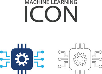 Machine learning Line art icons, such as benchmark, machine learning, data modeling, and more. Vector illustration. Easily changes to any color.