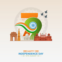 Happy 79th Independence Day India: Celebrating August 15th with Iconic Landmarks | India Independence Day Poster