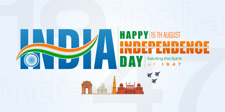 Indian Independence Day Banner, 15th August: Saluting the Spirit of 1947, Post, Poster, Banner, Web Banner, 


