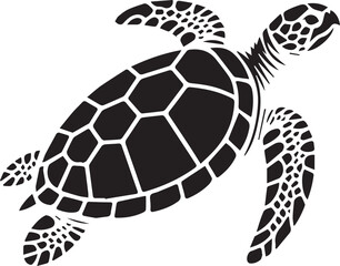 Obraz premium Striking sea turtle silhouette conveys oceanic grace and underwater life on a stark white backdrop.