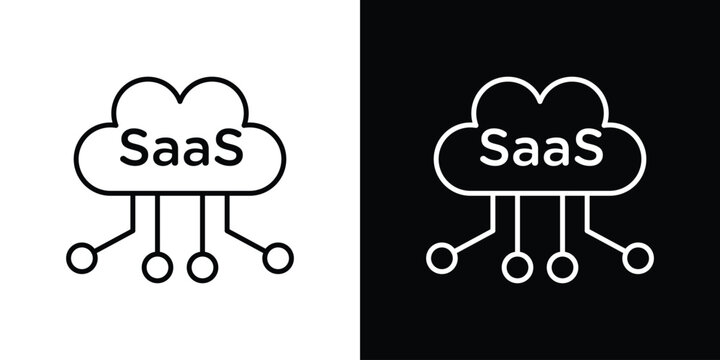 SaaS icon in outline and solid vector sign for web