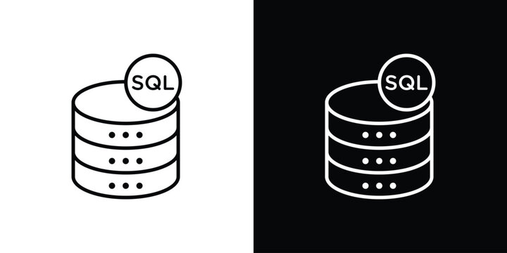 SQL icon in outline and solid vector sign for web