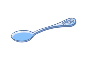 Elegant blue spoon with floral design on handle for culinary and kitchen themes