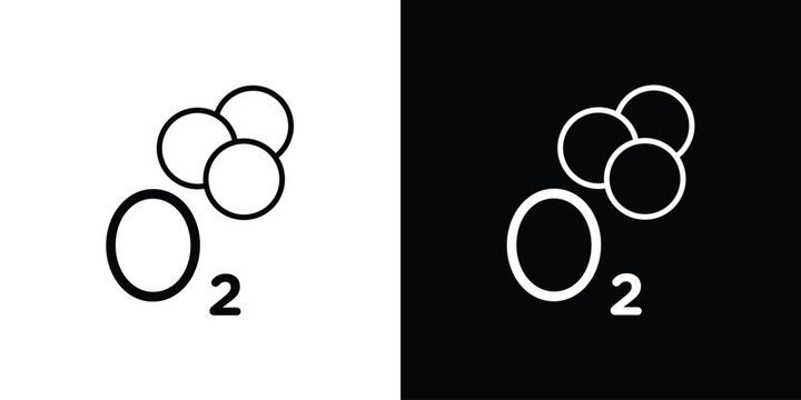 Oxygen O2 icon in outline and solid vector sign for web