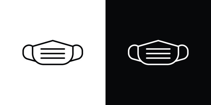 Medical mask icon in outline and solid vector sign for web