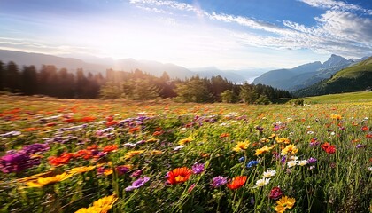 discovering a lush landscape filled with vibrant wildflowers