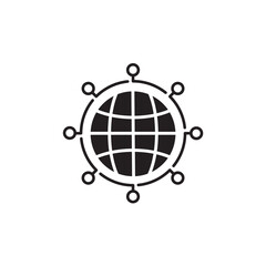 Global icon, Network Symbol Outline icon Transparent background