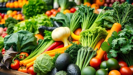 Fresh organic vegetables neatly arranged in a colorful display against a clean backdrop.