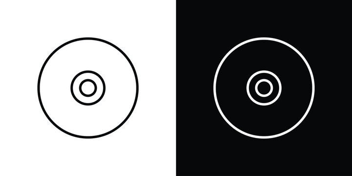DVD icon in outline and solid vector sign for web