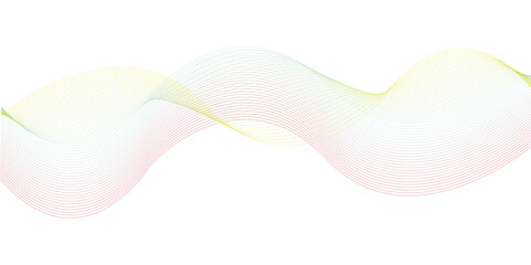 Abstract green and yellow wavy lines on white background.
