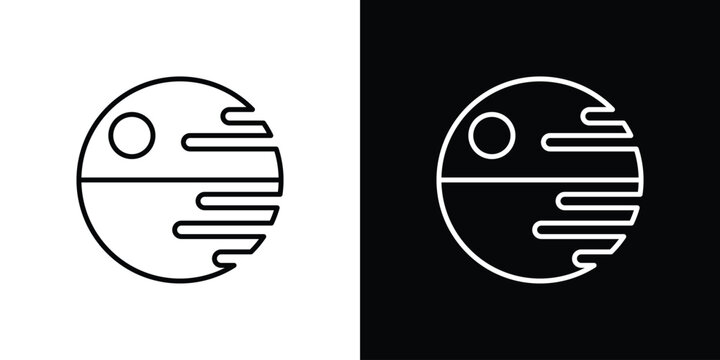 Death star icon in outline and solid vector sign for web