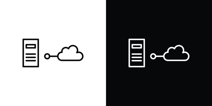 Data center icon in outline and solid vector sign for web