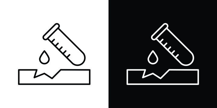 Corrosive substance icon in outline and solid vector sign for web