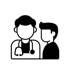 Doctor And Patient Outline Vector Art - Medical Reports and Patient Care Visuals