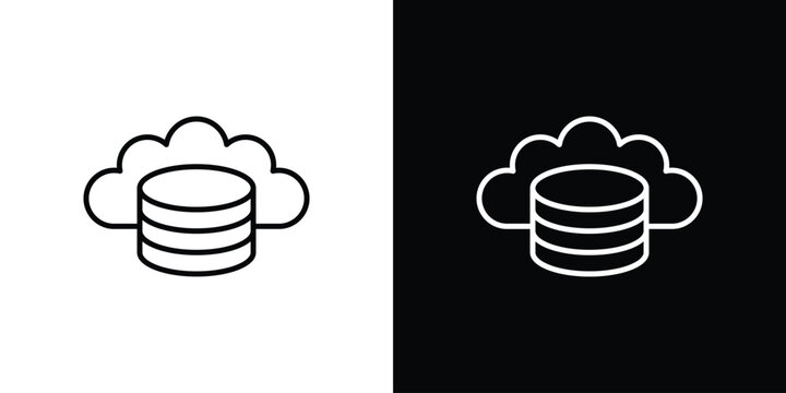 Cloud server icon in outline and solid vector sign for web