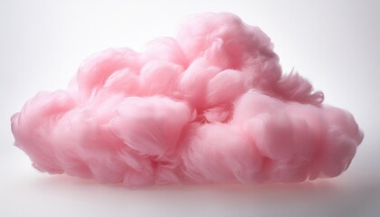 a fluffy pink cloud floats serenely against a clear white background invoking feelings of tranquility softness and the gentle beauty of nature s wonders